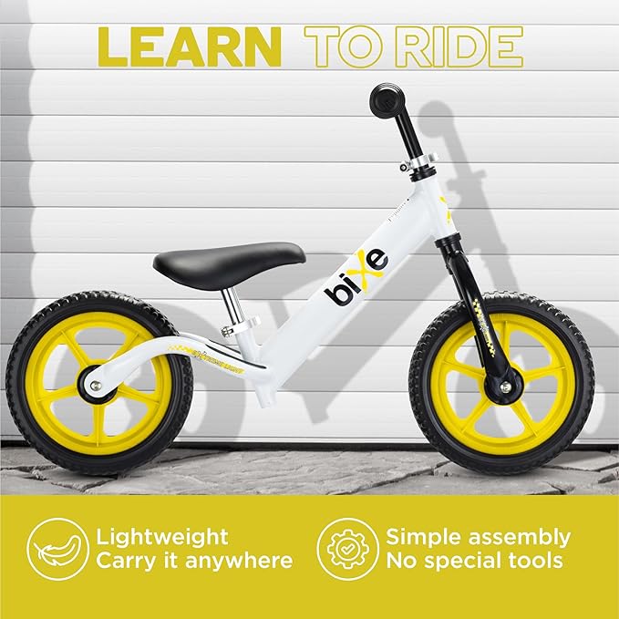 Balance Bike - 30.5 cm (12") Training Bikes for Kids and Toddlers - 1.8kg (4lbs) Kids' Balance Bike - Children Ages 3, 4, 5 - No Pedal Push Bicycle for Boys or Girls - Yellow