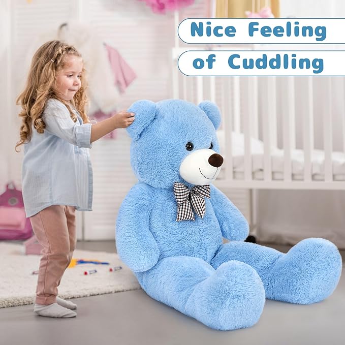 MaoGoLan Giant Teddy Bear Plush Toy - Ultra Soft & Cute Large Stuffed Animal 39 inches, Perfect for Baby Showers, Birthdays, Valentine’s Day Gifts (Kids, Couples, Family),Blue
