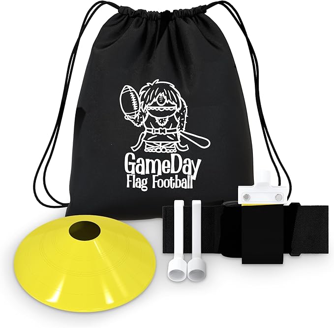 Gameday Flag Football Set – Kits for 2–14 Players w/Belts, Agility Cones & Carry Bag – Available in Multi Colors & Sizes