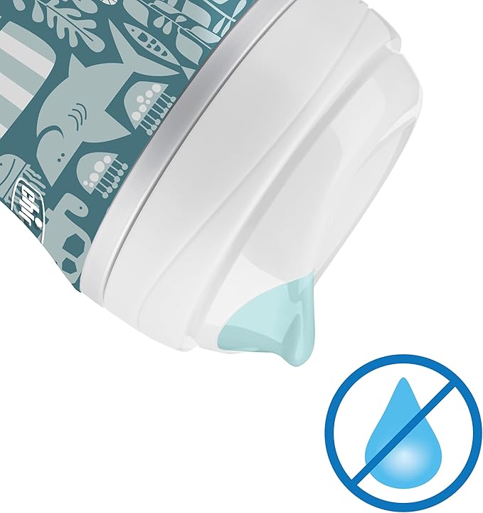 Chicco Double-Wall Insulated Sippy Cup with Bite-Proof Rim Spout and Spill-Free Lid 9oz. | Top-Rack Dishwasher Safe | Easy to Hold Ergonomic Indents | Ocean Print/Surf, 2pk | 12+ months