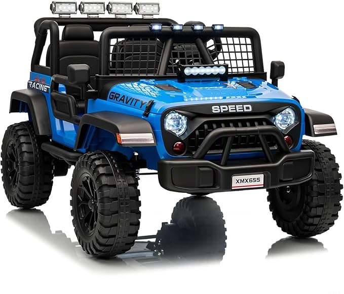 24V 2 Seater Kids Electric Truck with Parent Remote Control, 4WD Ride on Car for Toddlers & Kids 4-8, 100Min Battery, Dual Motor, All Terrain Electric Vehicle Gift for Boys Girls