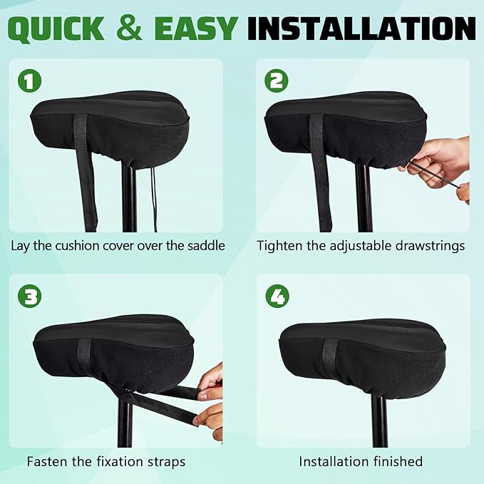 Zacro Bike Seat Cushion - Padded Gel Bike Seat Cover for Men & Women, Padding Bicycle Saddle fit with Peloton/Spin Stationary Exercise/Mountain Road Cycling Bike