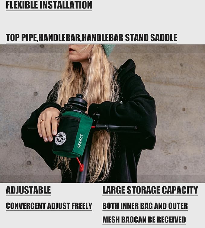 Bike Stem and Handlebar Bag, Top Tube Waterproof Bicycle Frame Basket, Snack Bag Accessories for Cycling (Black)