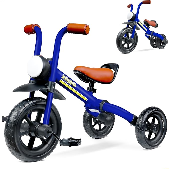 KRIDDO 2-in-1 Kids Balance Bike and Kids Tricycle for 2 to 5 Year Old, Toddler Balance Bike with Detachable Pedals, Tricycles for 3-5 Year Olds with Stitched Soft Grip, Blue