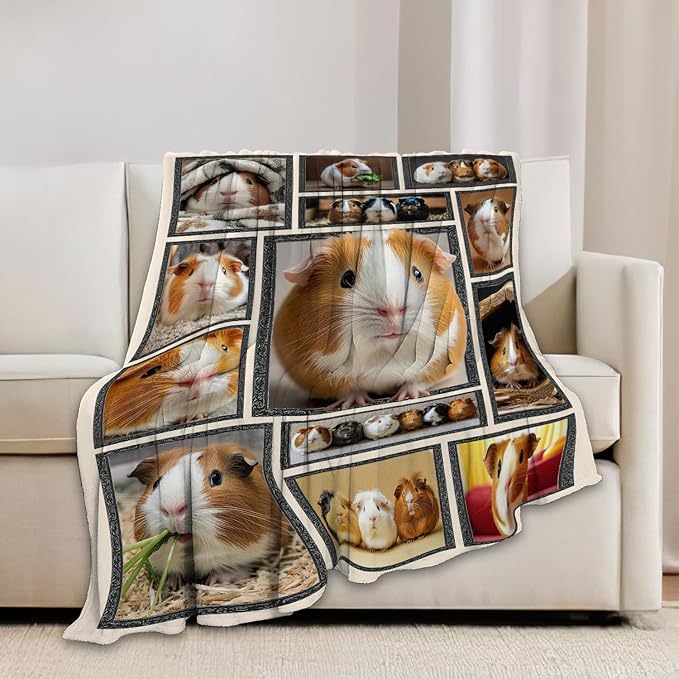 Guinea Pig Blanket Cute Animal Throw Blankets Gifts for Girls Boys Kids Guinea Pig Lover Soft Cozy Fleece Plush for Couch Sofa Bed 60"x50"