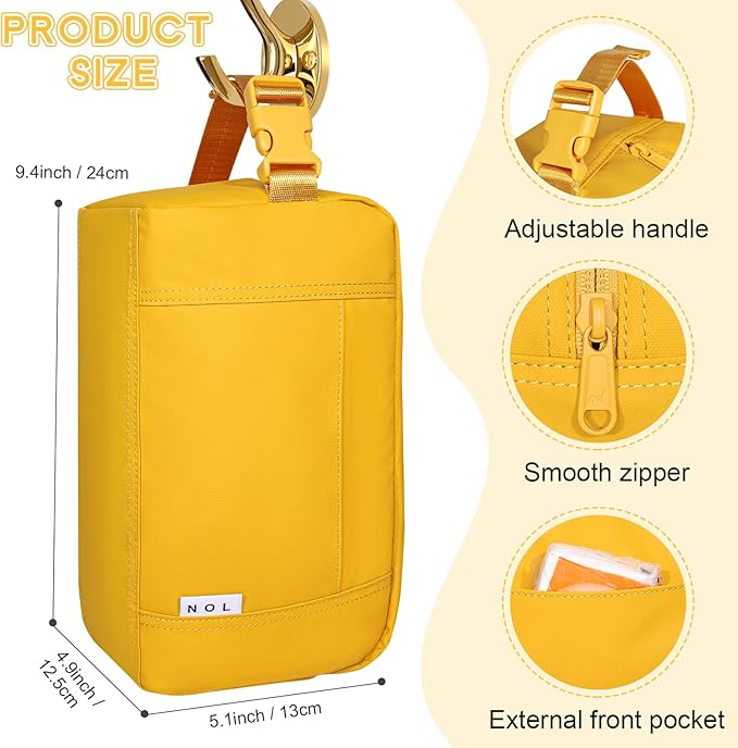 NOL Natural Organic Lifestyle Freezable Snack Bag, Leakproof Cooler Lunch Bag, Reusable, Zip Closure with Buckle Handle Nylon Waterproof Snack Box for Work Travel-Earth-yellow
