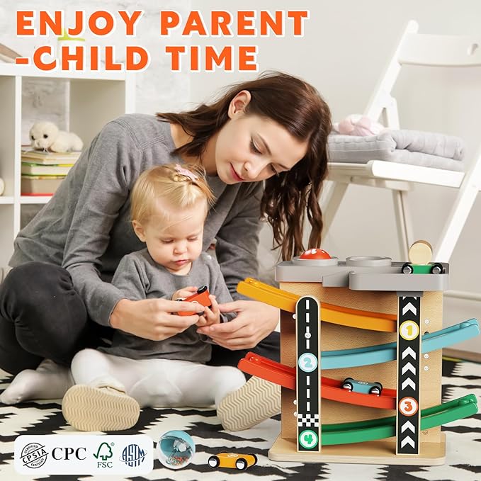 Toddler Toys for 1 Year Old Boy Girl 2 in 1 Pound Ball Toy & Car Ramp Race Track Learning Early Developmental & Educational Montessori Toys for Toddler 1-3 Year Old Birthday Gifts