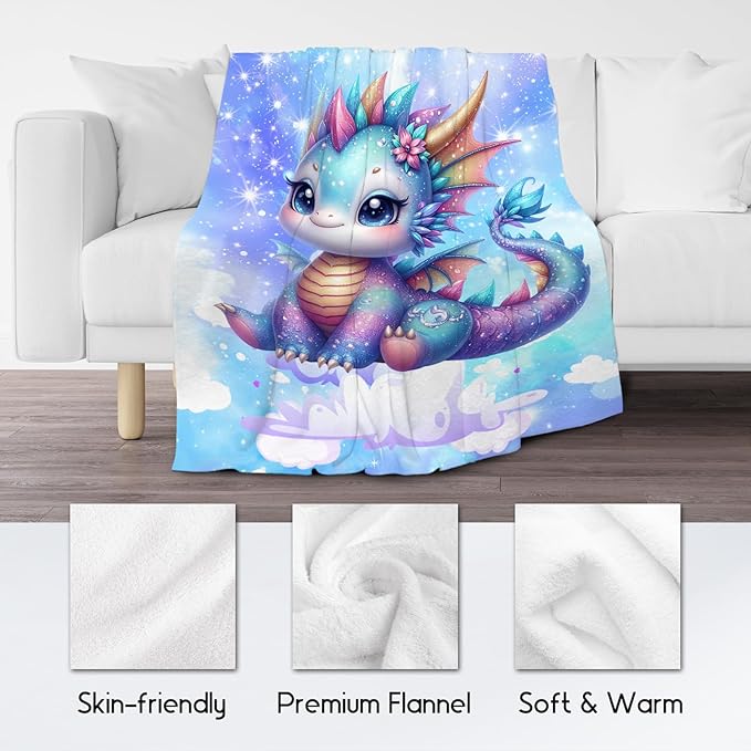 Toddler Blanket, Dragon Blanket Gifts for Girls, Kids Fleece Throw Soft Comfy Throws for Sofa Couch, 40"x50"