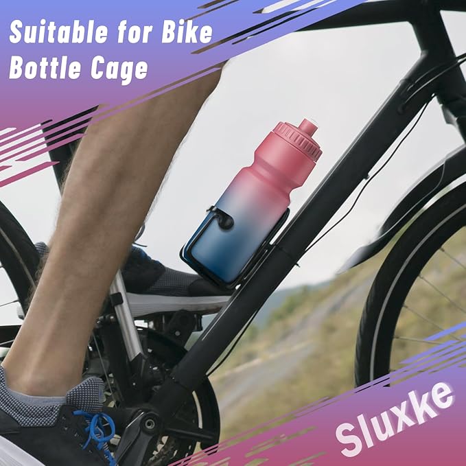 32oz Bike Water Bottle Squeeze 2Pack, 1000ml Sports Bicycle Water Bottle BPA Free, Lightweight Fits Most Bicycle Bike Cages