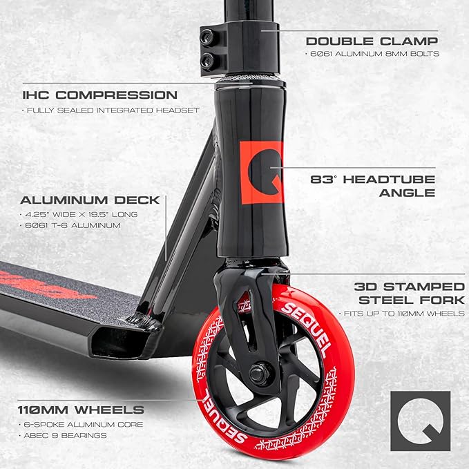 Sequel Ignite Stunt Scooter, Pro Complete Trick Scooter for Kids 8+, Beginner Skatepark BMX Scooter