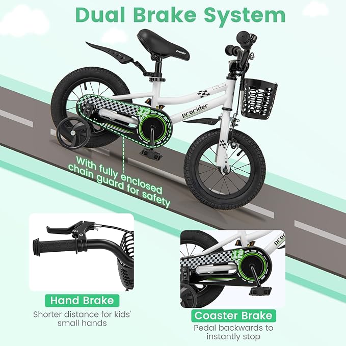 BABY JOY Kids Bike, 12 14 16 18 20 Inch Children Bikes for Boys Girls Teens 3-8 8+ Years w/Training Wheels or Kickstand, Handbrake, Coaster Brake & Removable Basket, Kids Bicycle of Multiple Colors