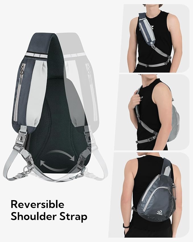 WATERFLY Crossbody Sling Bag Small Water Resistant Backpack Lightweight Shoulder Chest Daypack for Men Women Hiking Travel