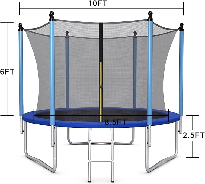 Giantex Trampoline for Kids Adults, ASTM Approved 8 10 12 14 15 16Ft Big Trampoline with Ladder, Thickness Steel Pipes Wear-Resistant All Weather Outdoor Large Recreational Trampoline with Net