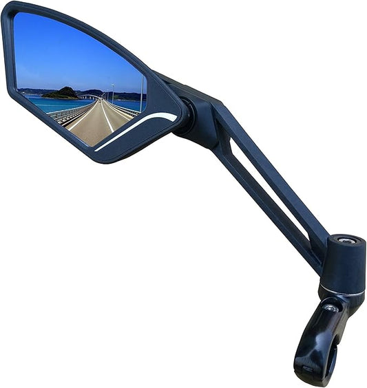 MEACHOW New Scratch Resistant Glass Lens,Handlebar Bike Mirror, Adjustable Safe Rearview Mirror, Bicycle Mirror,ME-003