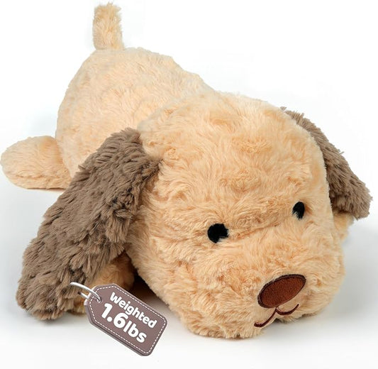 Puffpals Weighted Plush, Cute Labrador Weighted Stuffed Animal with Beads, Soft Sensory Plush Pillow Toy for Kids & Adults(13in, 1.6lbs)