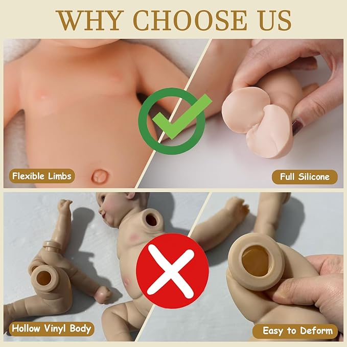 17.52 in Full Silicone Reborn Baby Dolls, 1:1 Lifelike Newborn Dolls Non Vinyl Realistic Reborn Toddler Dolls Boy Washable Sleeping Doll