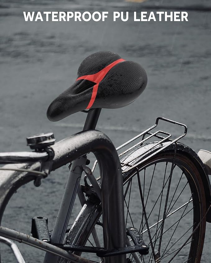 Bicycle Seat Replacement, Bike Seat for Men and Women, Comfort Wide Bike Saddle Memory Foam Padded Soft Bike Seat Cushion Compatible with Peloton, Mountain, City Bikes, Indoor Exercise Bikes