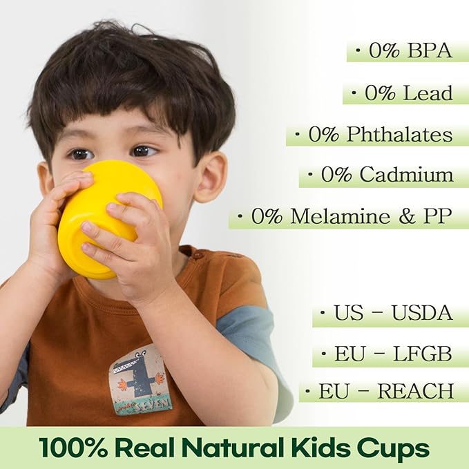 SUGARCANE Kids Cups 10 oz - 5 Pack, USDA & LFGB Certified Toddler Cups - BPA Free - Dishwasher Safe, Reusable, Unbreakable - Multi