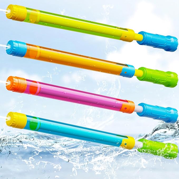Water Gun Squirt Toys for Kids Adults- 4 Pack Water Blaster 40ft Squirt Gun for Age 3-4-5-8-12 Girls Boys, Fun Water Squirter Toy for Swimming Pool Beach Summer Outside Party Yards Games - Upgrade