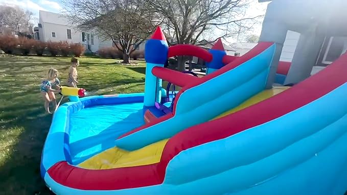 ROOJER Inflatable Dual Water Slide Bounce House for Kids Backyard 10-in-1 Blow Up Water Park with Blower, Splash Pool, Climbing Wall & Multi-Sport Games | Summer Indoor Outdoor Play & Party Gifts
