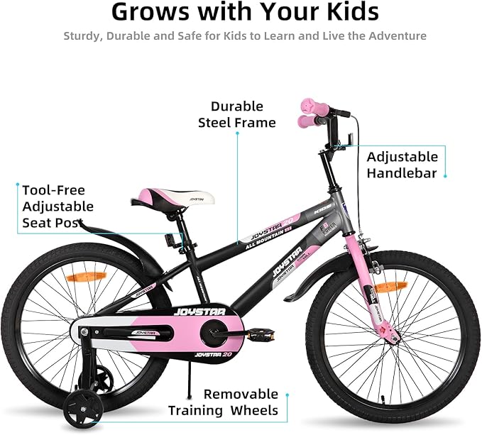 JOYSTAR New Berry Kids Bike for Boys and Girls Ages 3-12 Years Old, 12 14 16 Inch Kids Bicycles with Training Wheels, 20 Inch Bike with Kickstand, Multiple Colors