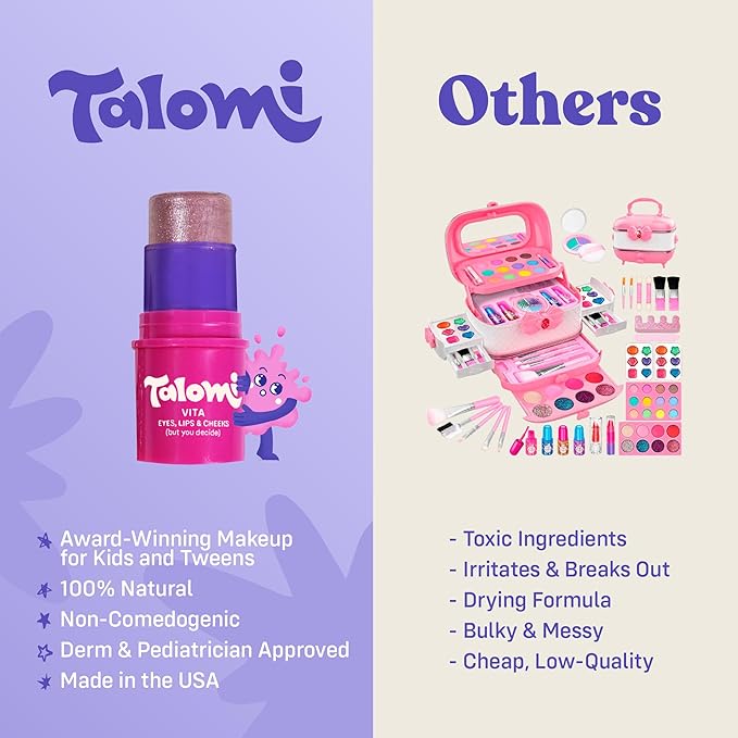 Vita Stick 3-in-1 Multistick Kids Makeup,– Non-Toxic, Plant-Based Makeup for Kids 8-12, Vegan, Cruelty-Free, Non-Comedogenic, Dermatologist Approved. Trio Set: Own Your Story.