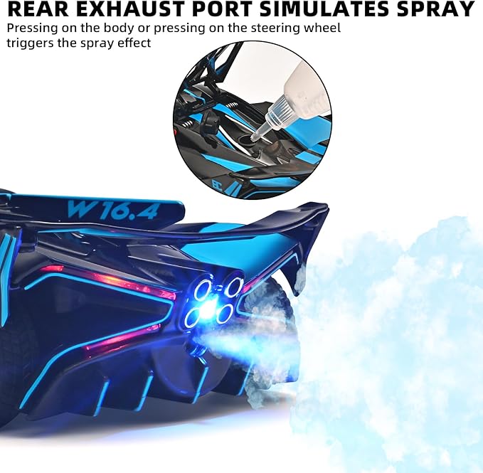 Toddler Car Toys 1/24 Diecast Cars Compatible for Bolide Model Car Collection,Spray Bolide Toy Car for Boys,Pull Back Cars with Light and Sound,Toy Cars for Boys Age 4-7（Blue）