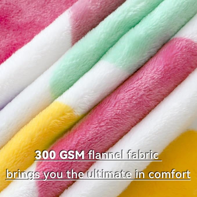 Twin Size Fleece Blanket 60x80 - Lightweight Soft Colorful Rainbow Throw for Bed, Couch & Travel,Girls Bedding Gifts