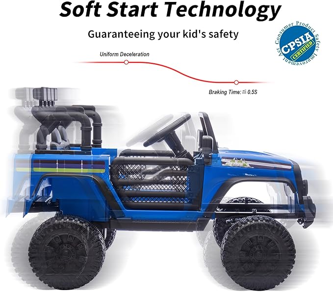 24V Kids Ride on Car, Kids Electric Vehicles Car Ride on Toy Truck for Toddlers 3-5 w/Remote Control, 400W Motor - Blue