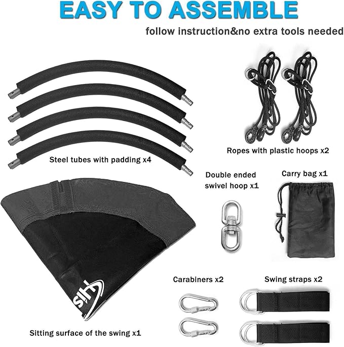 43 inch Saucer Tree Swing for Kids,Flying Round Swing Heavy Duty, Waterproof and All-Weather Resistant Textilene,Swivel,Adjustable Strong Ropes,Easy to Install,Outdoor Playground Backyard