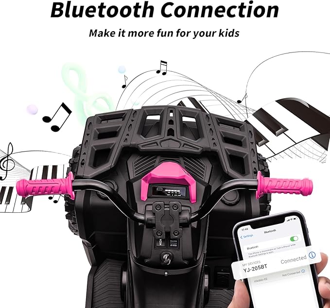 Kids ATV 4 Wheeler, 24V 4WD Electric ATV Ride On Toy for Big Kid with 2-Seater, 4x200W Motor - Rose Pink