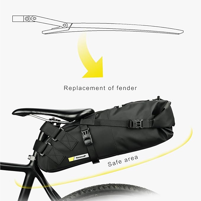 Rhinowalk Waterproof Bike Saddle Bag 10L - Under Seat Storage for Mountain Road Biking and Commuting Trips