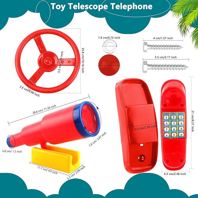 Playground Accessories Swingset Steering Wheel Plastic Telescope Telephone Swingset Phone Toy for Kids Outdoor Playground Backyard Treehouse