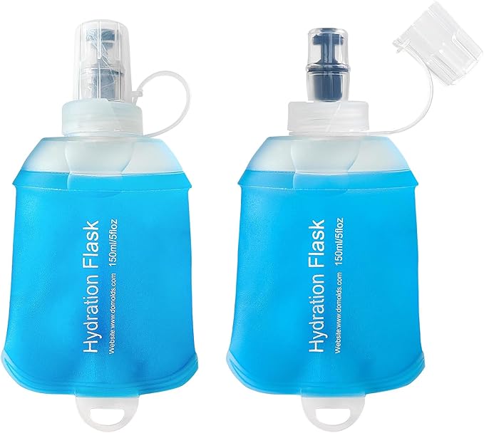 150ml Soft Flask Soft Water Bottle for Running, Hiking, Travelling, Cycling and Climbing - 2Pcs Blue