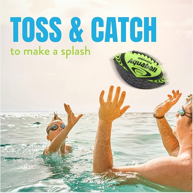 Activ Life Water Football for Pool, Beach, Outdoor, 9.5-inch Waterproof Pool Toys for Kids, Heavy-Duty Water Ball, Double Lacing for Easy Grip, Lake Toys for Sports & Family Games