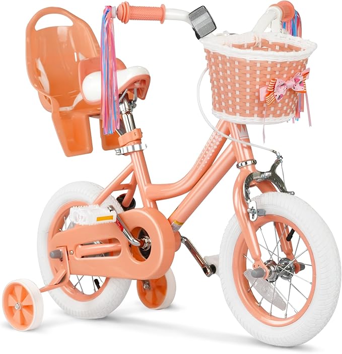 XJD Girls Bike for Toddlers and Kids Ages 2-12 Years Old,12 14 16 Inch Kids Bike with Training Wheels & Basket