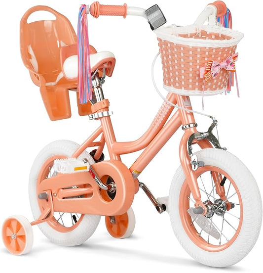 XJD Girls Bike for Toddlers and Kids Ages 2-12 Years Old,12 14 16 Inch Kids Bike with Training Wheels & Basket
