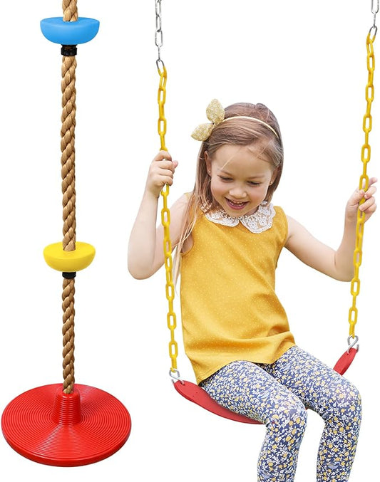 ZNCMRR Tree Swing Climbing Rope, Heavy Duty Swings Seat Replacement for Kids Disc Rope Climbing Swings Seat for Tree Indoor Outdoor Playground Swing Set Accessories(Red)
