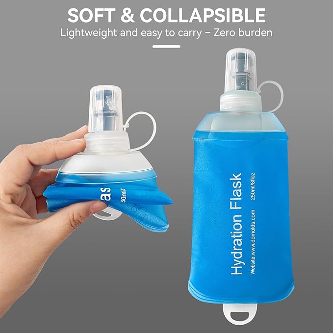 150ml Soft Flask Soft Water Bottle for Running, Hiking, Travelling, Cycling and Climbing - 2Pcs Blue