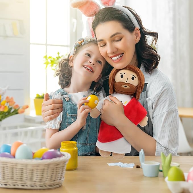 13" Jesus Plush Toy Heart of Jesus Plushie Savior Stuffed Doll for Church Sunday School Religious Easter Gift for Children Kids