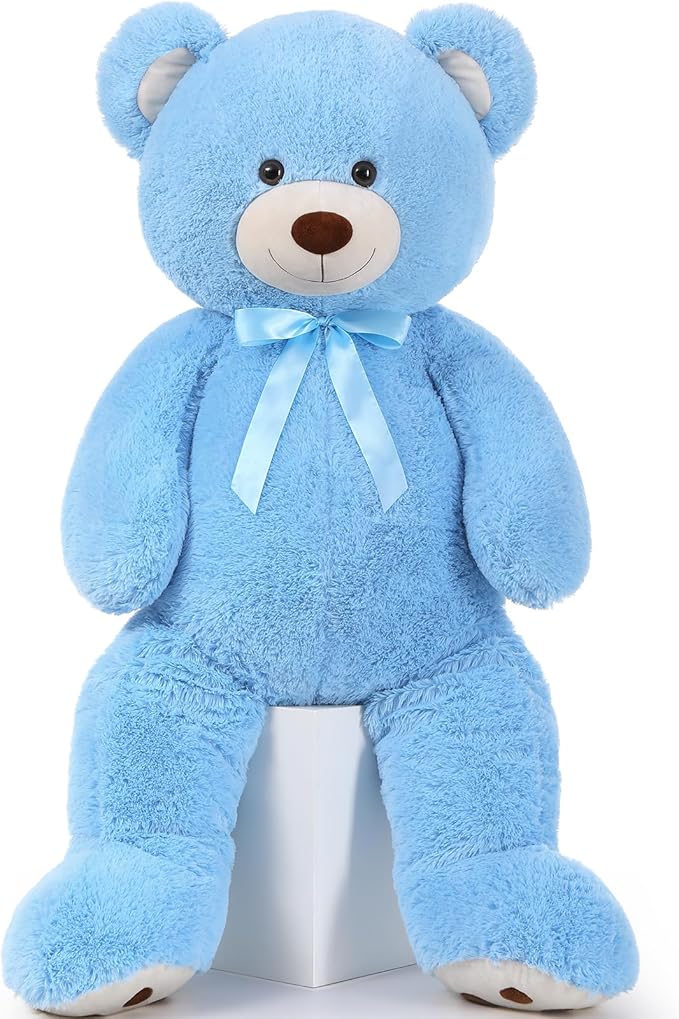 MorisMos 47inch Giant Teddy Bear Stuffed Animal 4ft, Big Teddy Bear Plush for Baby Shower, Life Size Stuffed Bear Gifts for Kids, Girls, Girlfriend, Women on Valentine, Christmas, Birthday（Blue）