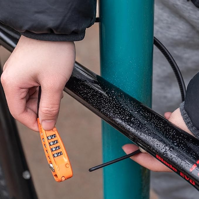 CXWXC Zip Tie Lock - 4-Digit Combo Cable Locks for Bike Motorcycle Helmet, Skateboard, Skis, Snowboard, Stroller & Cabinet - Ideal for Lightweight Security (Orange, 70CM)