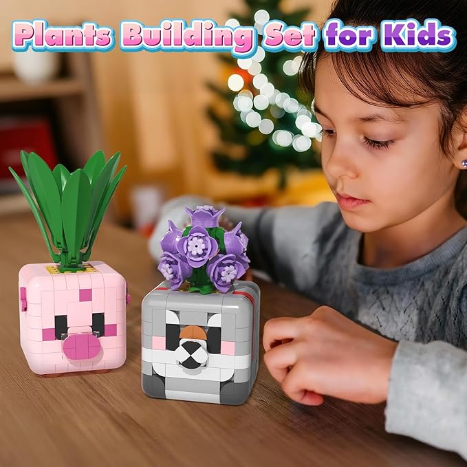 Botanicals Flowers Building Blocks Toys for Kids - Boys, Girls, Adult Desk and Room Decor Displays - Christmas Stocking Stuffers and Birthday Gifts