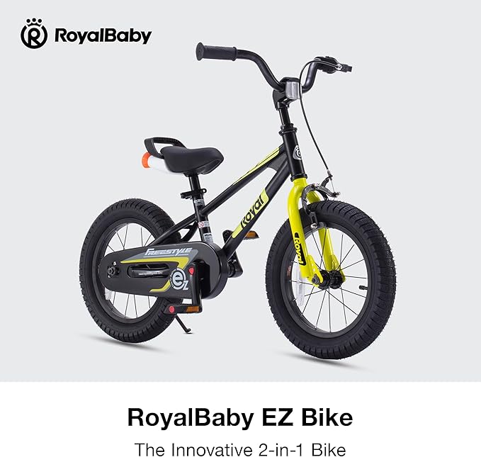 RoyalBaby Kids Bike Freestyle Classic & EZ Balance Pedal Switchable Bicycle, 12 14 16 18 Inch, 3-10 Years Toddler to Big Kids