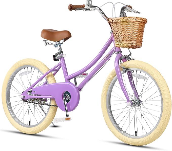 Petimini Girls Bike with Basket for 2-12 Years Old Kids, 12 14 16 18 20 Inch Bicycle with Bell Training Wheels Basket, Multiple Colors