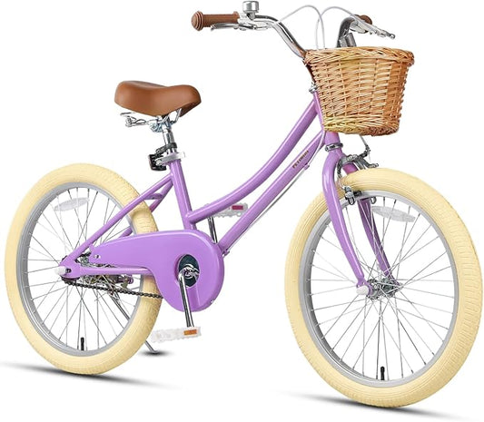Petimini Girls Bike with Basket for 2-12 Years Old Kids, 12 14 16 18 20 Inch Bicycle with Bell Training Wheels Basket, Multiple Colors