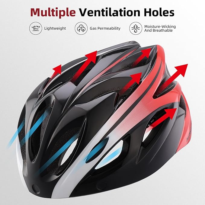 Adult Bike Helmet, Bicycle Helmet with Rear LED Light & Detachable Magnetic Goggles, CPSC/CE Certified Cycling Helmet Adjustable for Men Women Mountain & Road