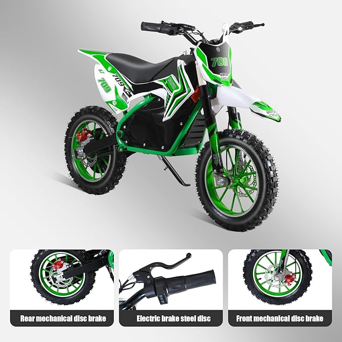 Electric Dirt Bike for Kids Teens Adults, 350W Mid-Drive Motor and 15.5MPH Electric Motorcycle with 36V/7.5AH Battery Ebike, Full Suspensions Mountain Off-Road E Bike, Hydraulic Brakes