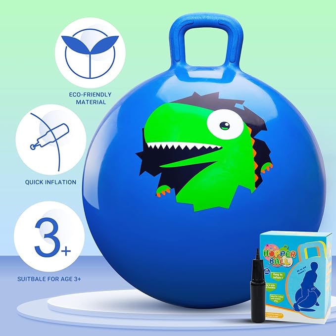 PlayZap Hopper Balls for Kids 3-8, 18 Inches Bouncy Ball with Handle, 18" Inflatable Bouncing Hopper, 45cm Jumping Toys, Garden Hopping Toys Girls Boys Gifts