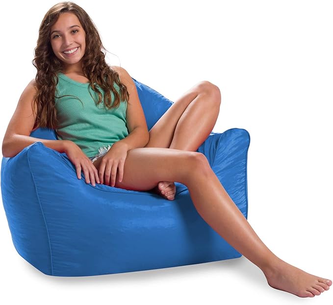 Posh Creations Structured Comfy Seat for Playrooms and Bedrooms, Large Bean Bag Chair, Malibu Lounge, Royal Blue